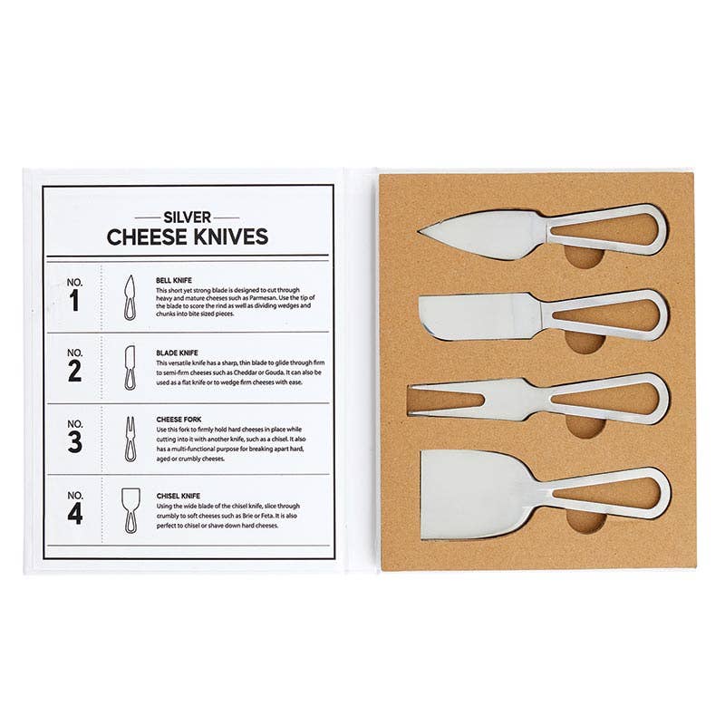 Santa Barbara Cardboard Book Box - Silver Cheese Knives