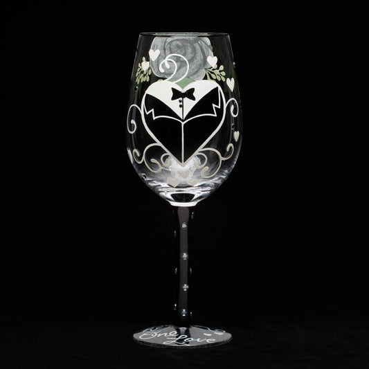 Lolita "Two Hearts One Love" Groom Wine Glass