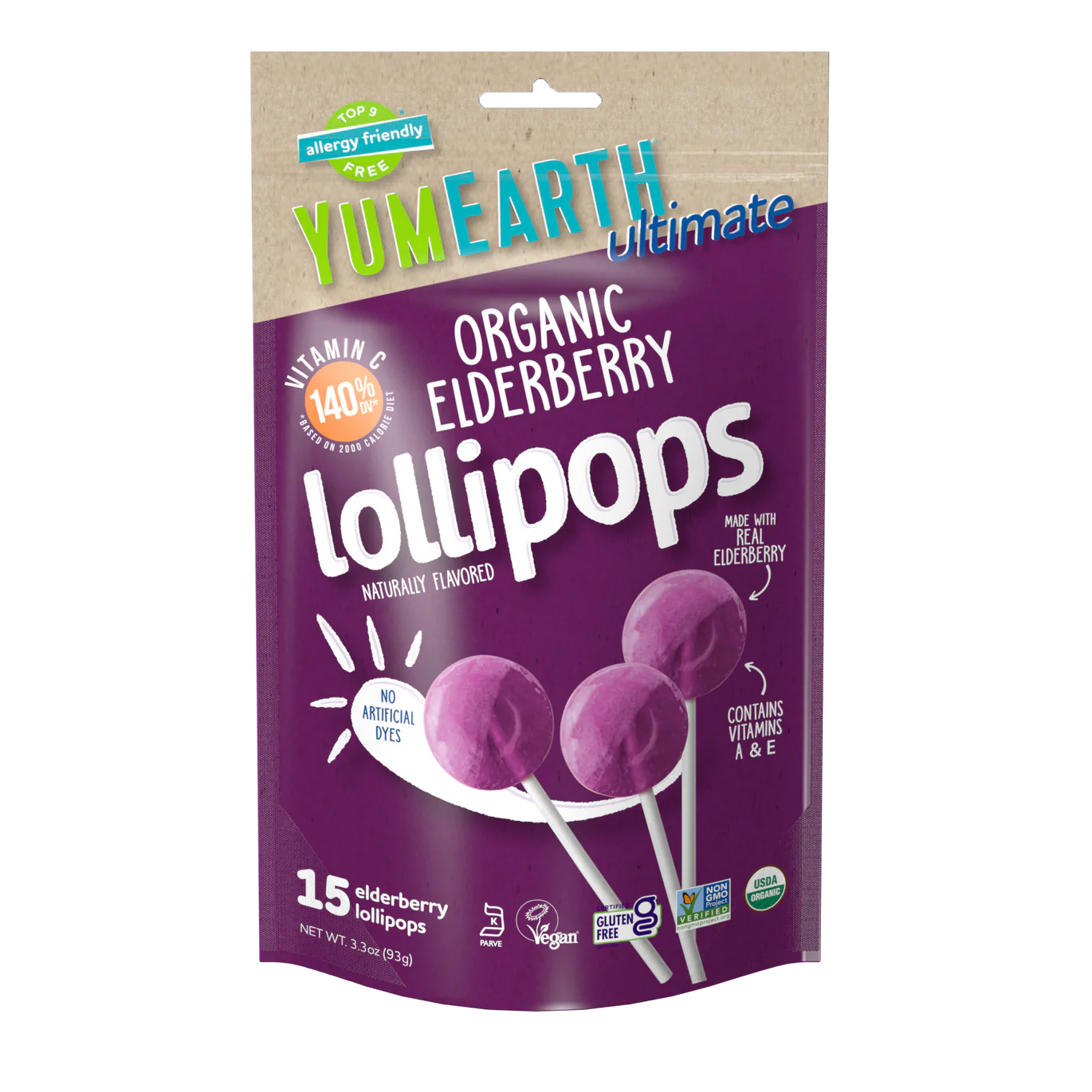 YUMEARTH Organic Ultimate Elderberry Lollipops