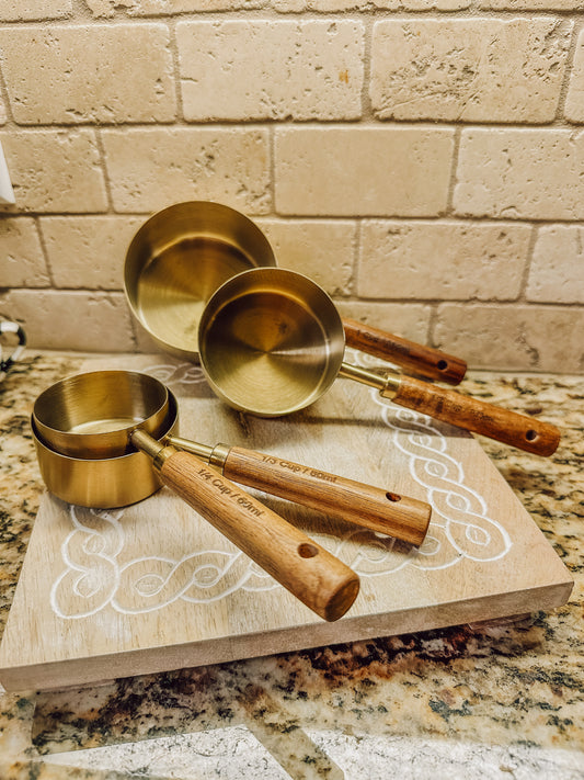 Onic Brands Acacia Wood and Stainless Steel Measuring Cups