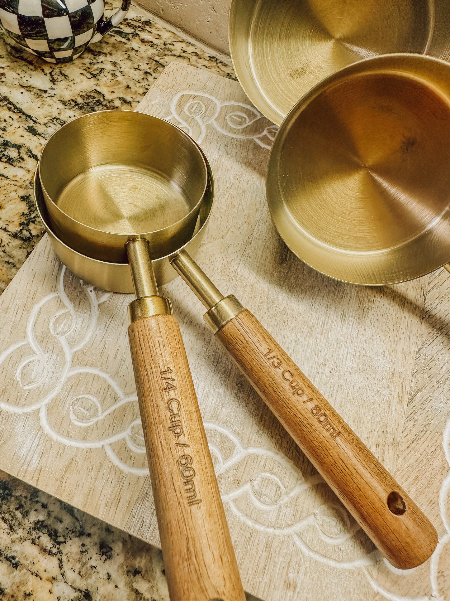 Onic Brands Acacia Wood and Stainless Steel Measuring Cups