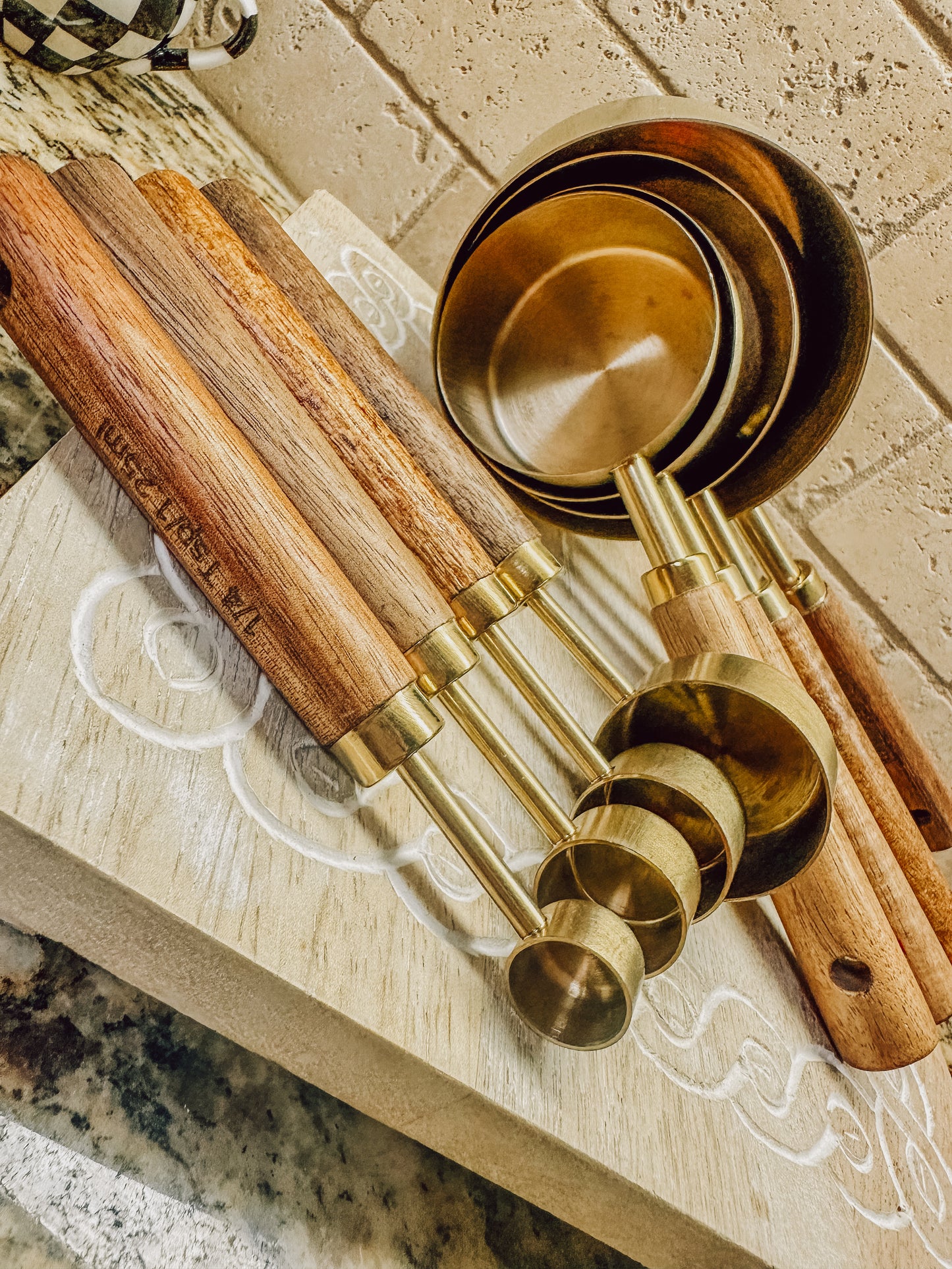 Onic Brands Acacia Wood and Stainless Steel Measuring Cups